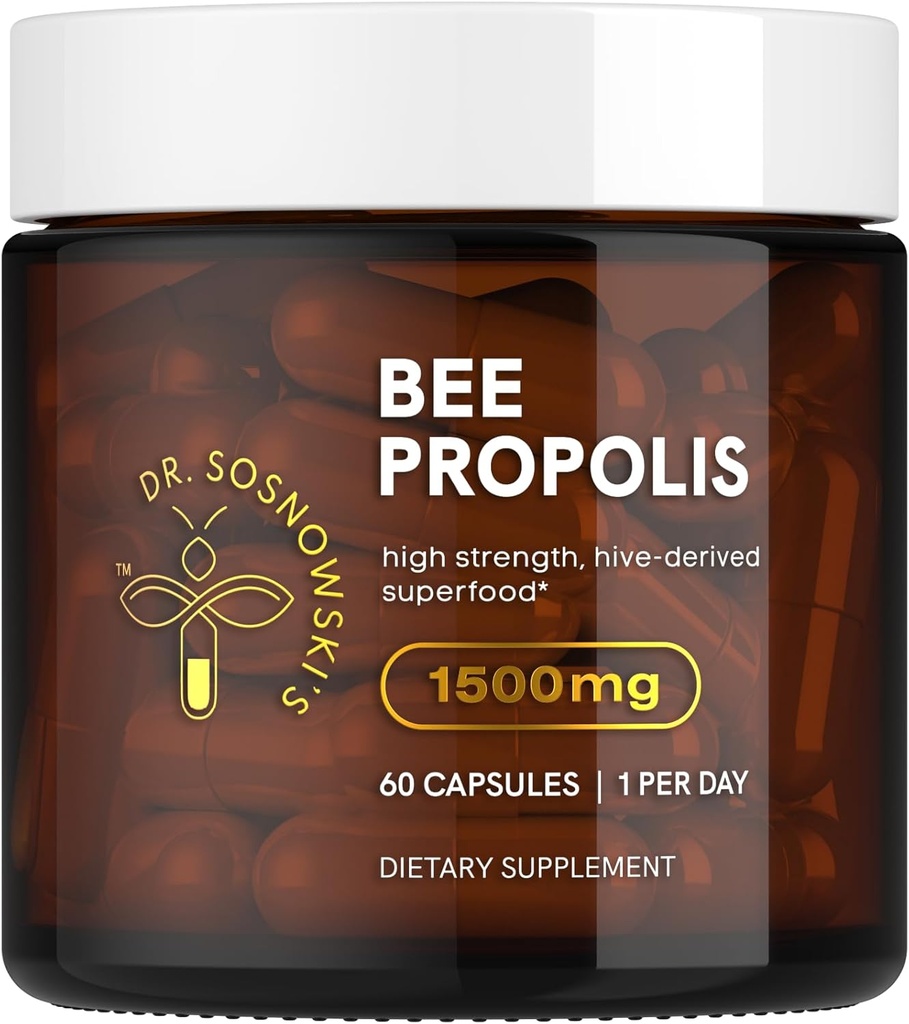 Dr Sosnoski 's Bee Propolis Note 124; 1500mg High Potency Note 124; Hive- derived Superfood, Vegetabilske Kapsler, 60 Greve Note 124; 2 Months Supply