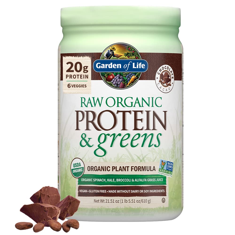 Garden of Life Raw Organic Protein & Greens, Chocolate Cacao, 1 lb 5.51 oz (610 g) (Pack of 6)