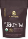 Sunwarrian Organic Turkey Tail Mushroom Powder # 124; Tyrkiet Mushroom # 124; Microbiome Gut Health Support # 124; 50 Servere 100g Pouch # 124; Vær godt