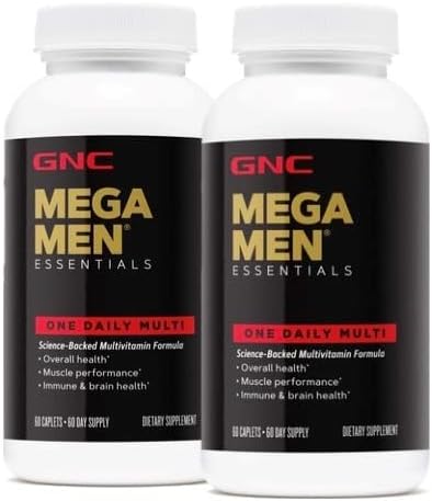 GNC Mega Mænd Essentials One Daily Multivitamin MSD 124; Understøtter total sundhed og muskel ydeevne MSD 124; Twin Pack (2 x 60 Greve)
