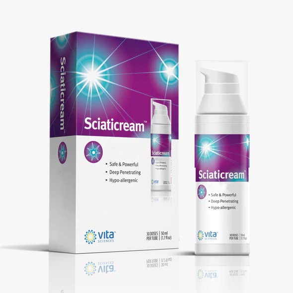 Vita SciatiCream - Cream til Sciatic Nerve Support med Arnica, B1, B5, B6, MSM, Aloe og kokosolie. Hurtig fungerende beroligende formel...