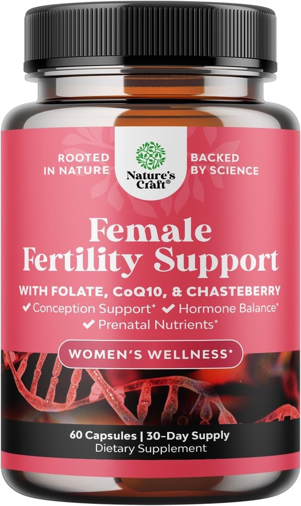 Fertilitet supplement til kvinder med prænatal multivitaminer - Kvinde Fertilitet Support med prenatal Cholin Inositol Folate Chasteberry og CoQ10 Blend for kvinder til at fremme hurtigere konception