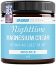 Magnum Solace Magnesium Lotion - Hydrerende Nighttime Cream anvendes på ben, arme eller bryst - topisk Chloride USA Made and Safe for Kids (Uduftende)