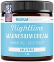 Magnum Solace Magnesium Lotion - Hydrerende Nighttime Cream anvendes på ben, arme eller bryst - topisk Chloride USA Made and Safe for Kids (Uduftende)
