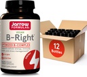 Jarrow Formulas Bright, Optimeret B Complex Featuring Vit B1, B2, B5, B6, B12 og B9 til støtte Cellulær energi, immunsundhed og stress management, 100 Veggie Caps, Op til en 100 dages forsyning, pakke med 12