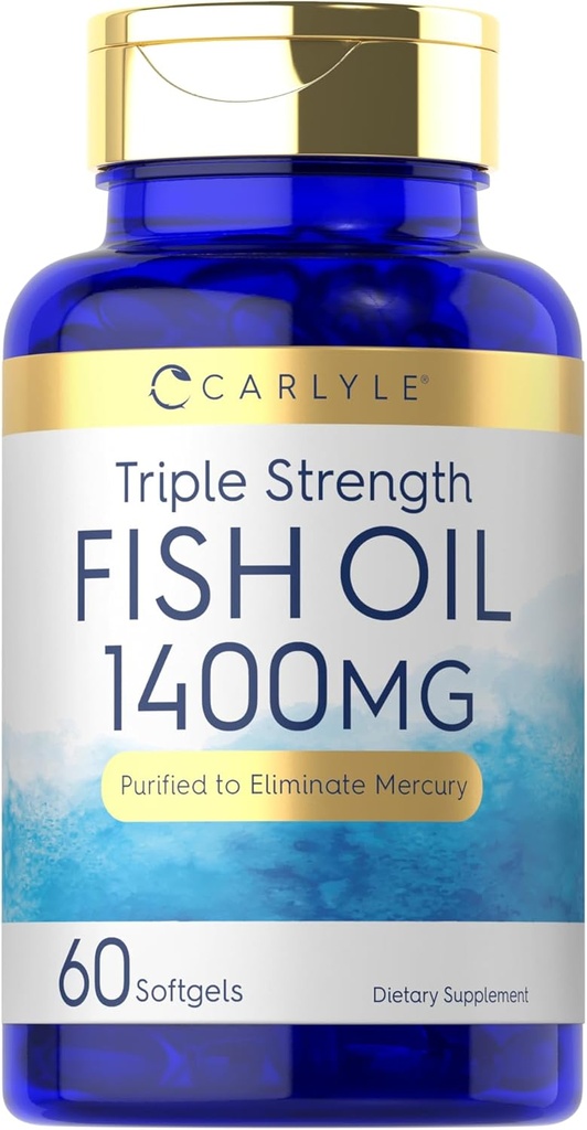Carlyle Triple Strength Omega 3 Fish Oil Yep 124; 1400mg Yep 124; 60 Softgels Yep 124; Non- GMO, Gluten Free Supplement
