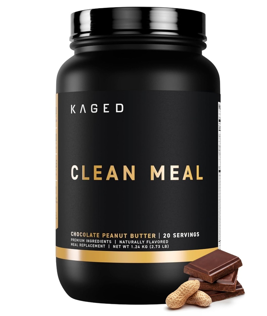 Kaged Clean Meal Powder | Chocolate Peanut Butter | Meal Replacement Shake | Whey Protein Isolate | Clean Carbs, MCT Oil Fats, Organic Vitamins and Minerals | Supplements for Men & Women | 20 Servings