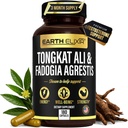 Earth Elixir Fadogia Agrestis & Tongkat Ali for mænd og kvinder - Natural Testosteron Supplement for mænd - Lavet i USA & 3. part Testet - Styrke, Energi & Vitality - Longjack - 3 måneders levering