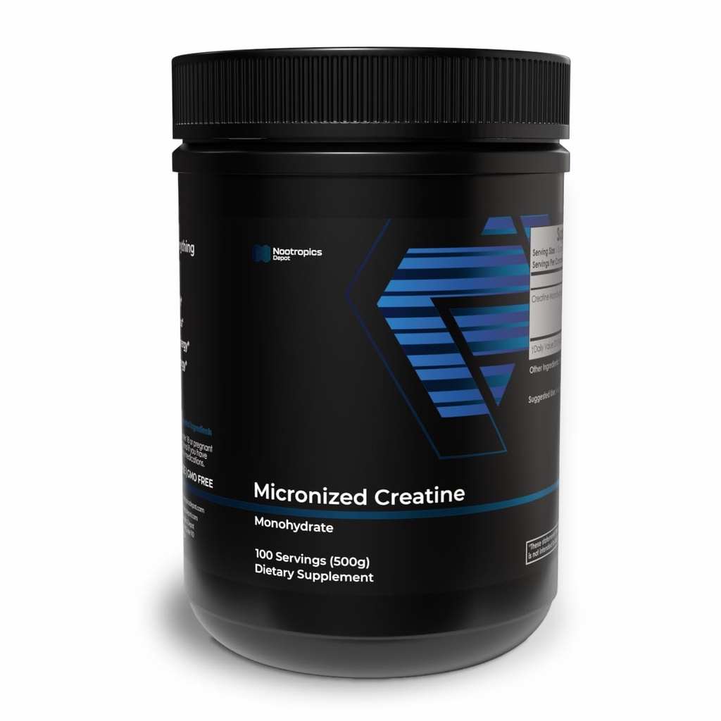 Nootropics Depot Creatine Monohydrate Powder 500g | Micronized | 100 Servings | Unflavored | Muscle Energy, Strength & Performance Support | for Men and Women