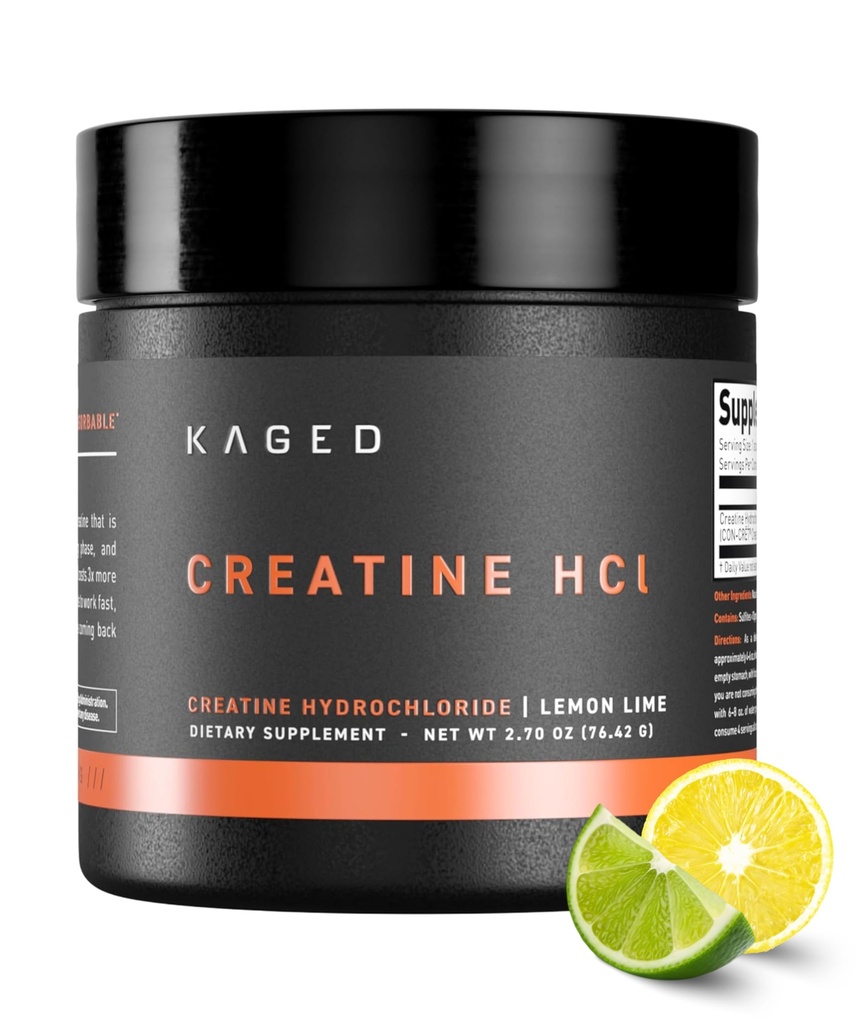 Kaged Creatine HCl Powder | 7X Concentrated vs Mono | Muscle Building & Recovery | High Absorption | No Bloating | Creatine for Men & Women | Vegan, Gluten Free | Lemon Lime | 75 Servings