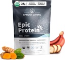Spraut Living, Epic Protein, Plant Based Protein & Superfoods Powder, Real Sport Budd124; 24 Bedste Organic Protein Powder, Recovery, Vegan, Non Dairy, Non- GMO, Gluten Free, Lavsukker (1 pound, 12 Servere)