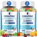 Creatinine Gummies for mænd og kvinder - Creatinine monohydrat Gummies 5g, Muscle Builder, Energy Boost & Pre- Workout Supplement, Lavsukker Taurine Chewable Gummy 2 Pack