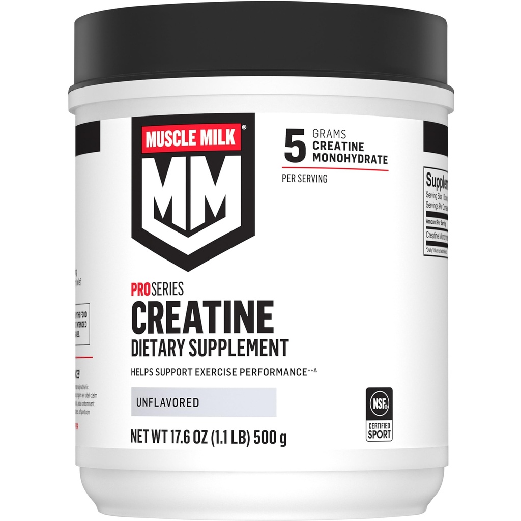 Muscle Milk Pro Series Creatinin Powder Supplement, Unflavored, 1.1 Pound, 100 Servering, 5g Creatinine monohydrat, NSF Certified for Sport, Packaging May Vary