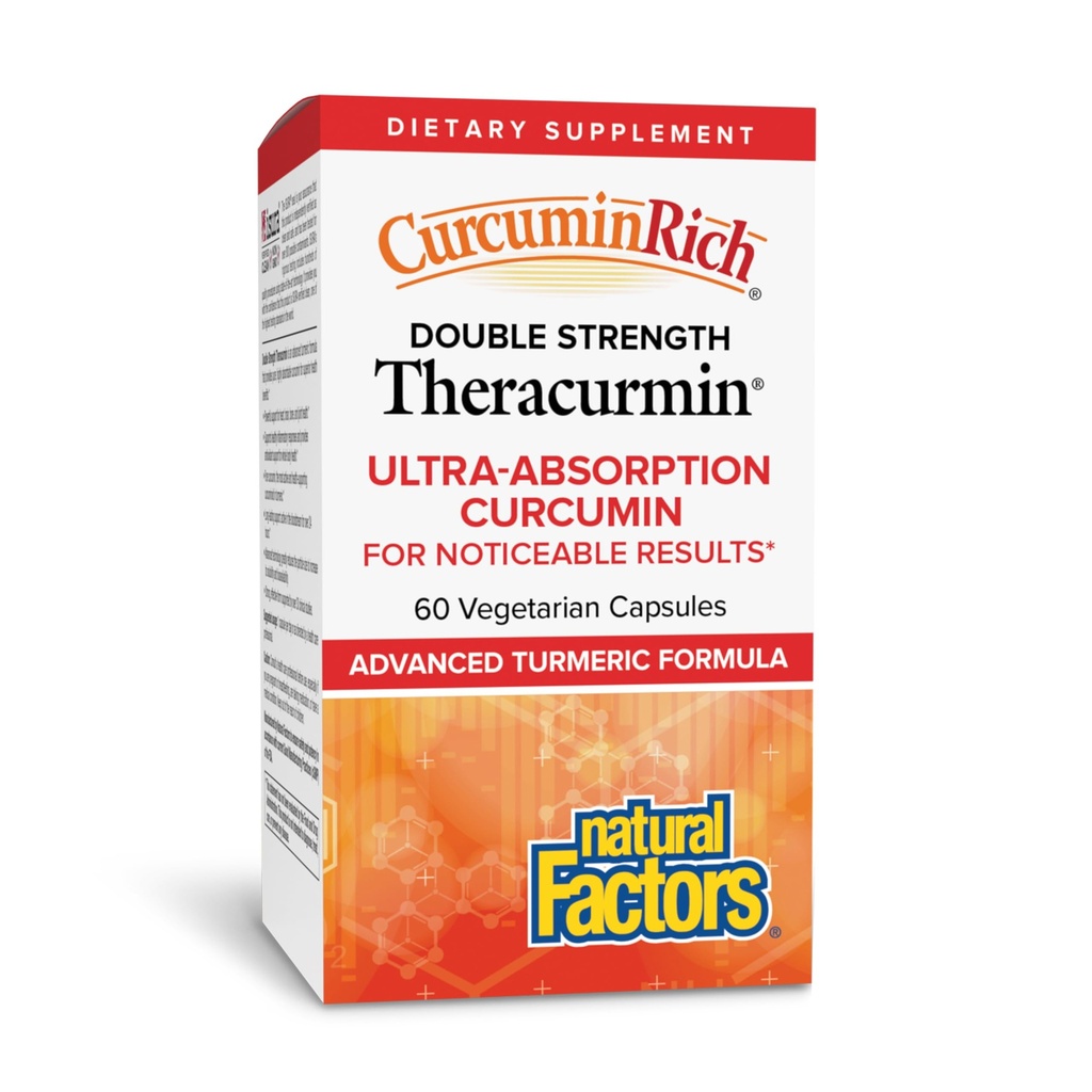 Naturlige faktorer, CurcuminRich Double Strength Theracurmin, 60 mg, Kun 1 Capsule Daily, Formuleret til Superior Absorption, 60 Greve (pakke med 1)