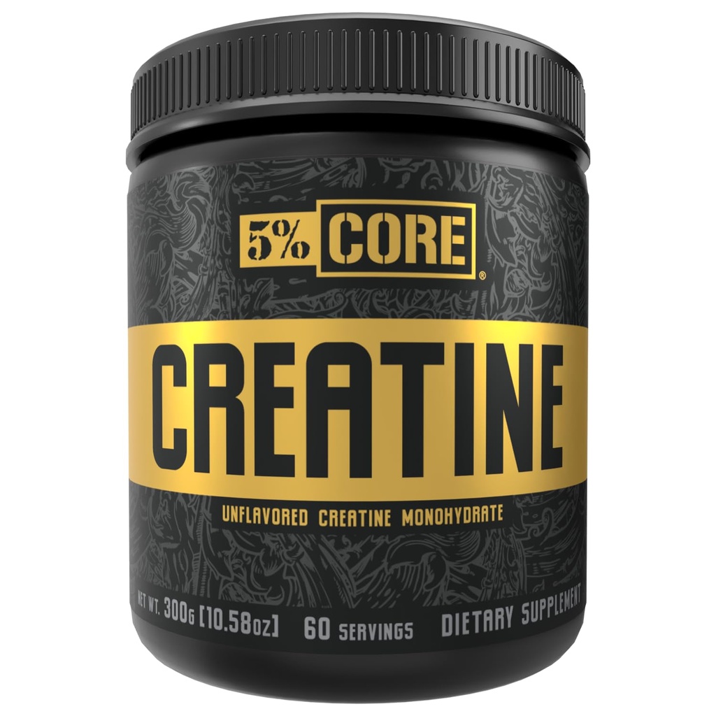 5% Nutrition Core Creatine | Micronized Creatine Monohydrate Powder | 5G, 5000mg, 60 Servings (Unflavored)