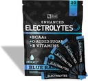Forstærket electrolyte Powder Stick Packs (Blå Hindbær Name 124; 20 Pakker) w / 0 Sukker + BCAAs + B- Vitaminer Electrolyte Supplement w Kalium Zink & Magnesium til hydrering - Keto Electrolytes