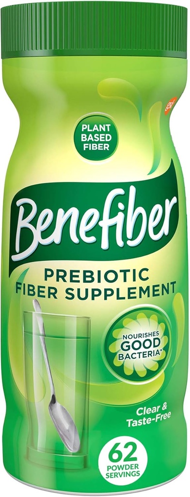 Benefiber Daily Prebiotic Fiber supplement pulver til fordøjelse, Daily Fiber Powder, Unflavored - 62 Serveringer (8.7 Ounces)
