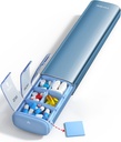 Vayrådyr 7 Dag Ugentlig Pill Organizer (Support 2 gange om dagen), Metal Travel Pill Case, Stor kapacitet Daily Cute Pill Box til kosttilskud, piller, vitaminer og medicin (blå)