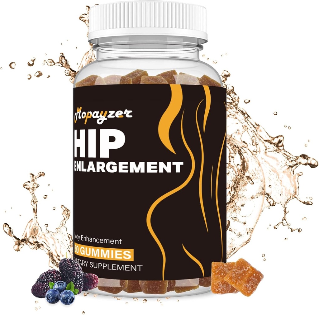 Booty Gummies for Big Butt og HIPS, større Butt Gummies for Natural Curves, 1 PCS Bum Support Gummies, Berry Flavored Women Support Supplement, Boost Glute Growth, Fenugreek, 60 Greve.
