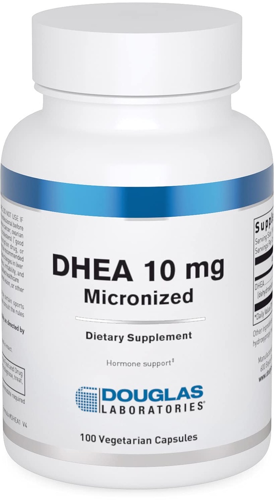 Douglas Laboratories DHEA 10 mg kapsler - mikroniseret - støtter Hormonbalance, Immunitet, hjerne, ben sundhed & Metabolisme * - Non- GMO - 100 vegetariske kapsler