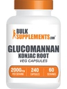Bulkadditions.com Glucomannan Kapsler - som Konjac Root Extract, Glucomannan Kosttilskud, Herbal Supplement - Gluten Free, 4 Kapsler pr Servering, 240 Greve (pakke med 1)