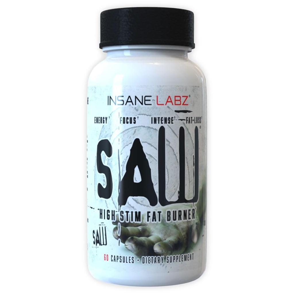 Insane Labz Saw ®, High Potence Fat Burner, Termogent vægttab supplement og Appetite Suppressant med L- Tyrosine, Yerba Mate, GABA og Alpha Yohimbine, 60 Srvgs