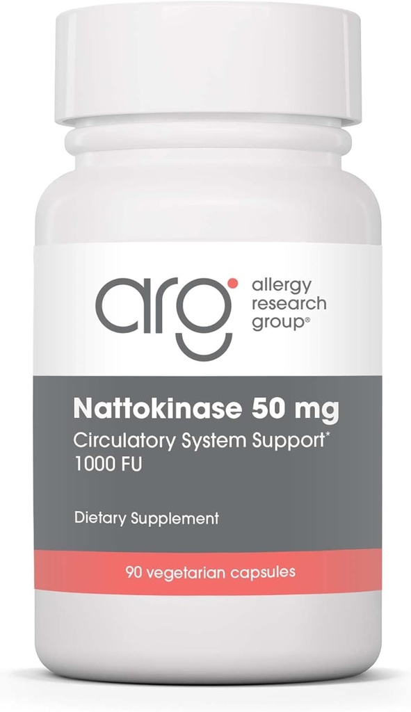 Allergy Research Group Nattokinase 50mg Supplement - Purified and Encapsulated Nattokinase, Derived from Natto, Vegetarian Capsules - 90 Count