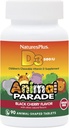 Natures Plus Animal Parade Sugar- Free Children 's Vitamin D3- 500 IE - Black Cherry Flavor - 90 Chewable Animal Shaped Tablets - Knoglehygiejne & immunsystemet support - 90 Servere