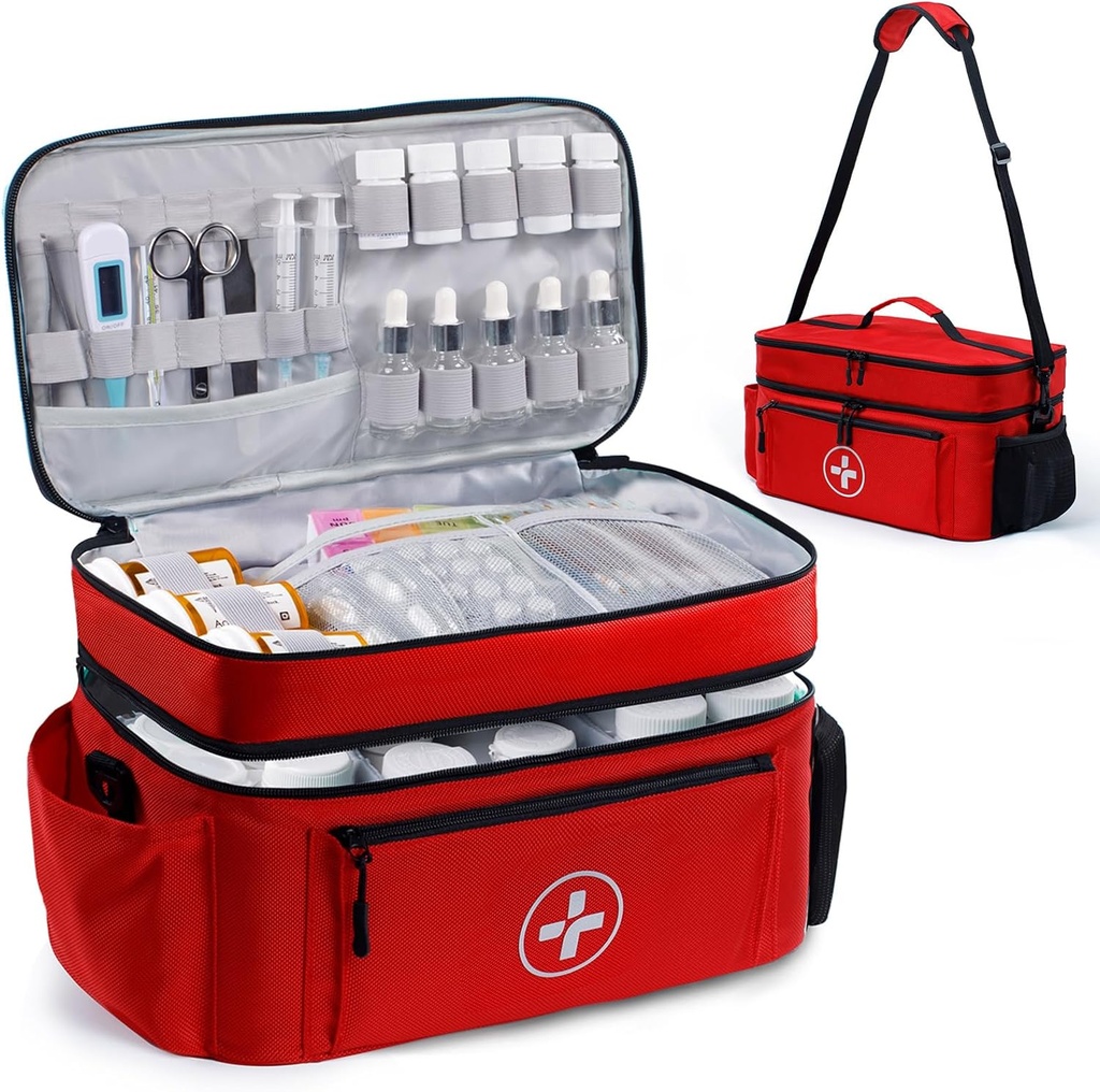 BAGSFY Travel Medicine Bag Organizer, Medical Bag Tom, Pill Flaske Organizer til hjemmet, Stor Medication Storage, Rejse bæretaske Førstehjælp Kit Tasker Tom, Nødpakke.