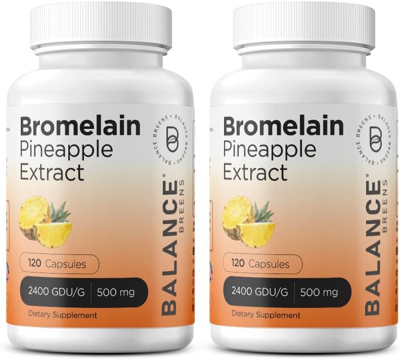 Balancebreens Bromelain 500 mg, 120 kapsler - Ananas ekstrakt fordøjelsesenzymer, understøtter fordøjelse og fælles kosttilskud