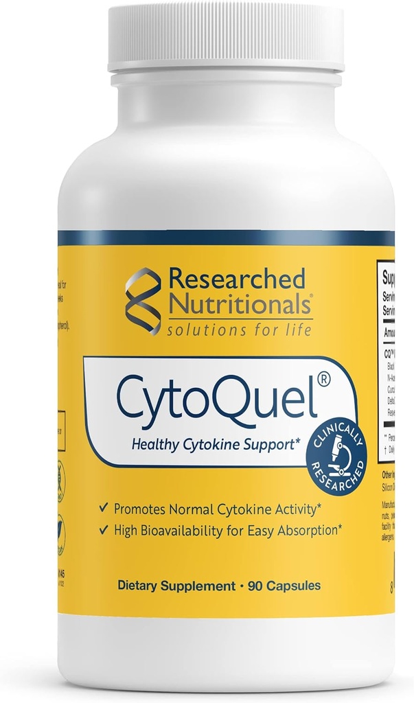 Forsøget ernæring CytoQuel med N- Acetyl Cysteine, Urtetilskud & Gurkemeje Extract - Fremme sund cytokine funktion for immunforsvar, søvn & fysisk komfort (90 kapsler)