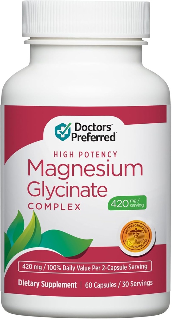 DOCTORS 'Preferred High Potency Magnesium Glycinate Complex- Doctor- Developed Formel for Heart Health, Mood Support og mere end 124; 420 mg per servering