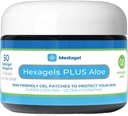 Hexagels Plus Aloe Vera - Advanced Healing Hydrogel Pads for Blister Prevention & Lindrende Burn Care - Foot, Heel, Toe, & Ankle Protection, Pack of 50, 1-Inch Patches, ved Medagel, Paraben Free Formel