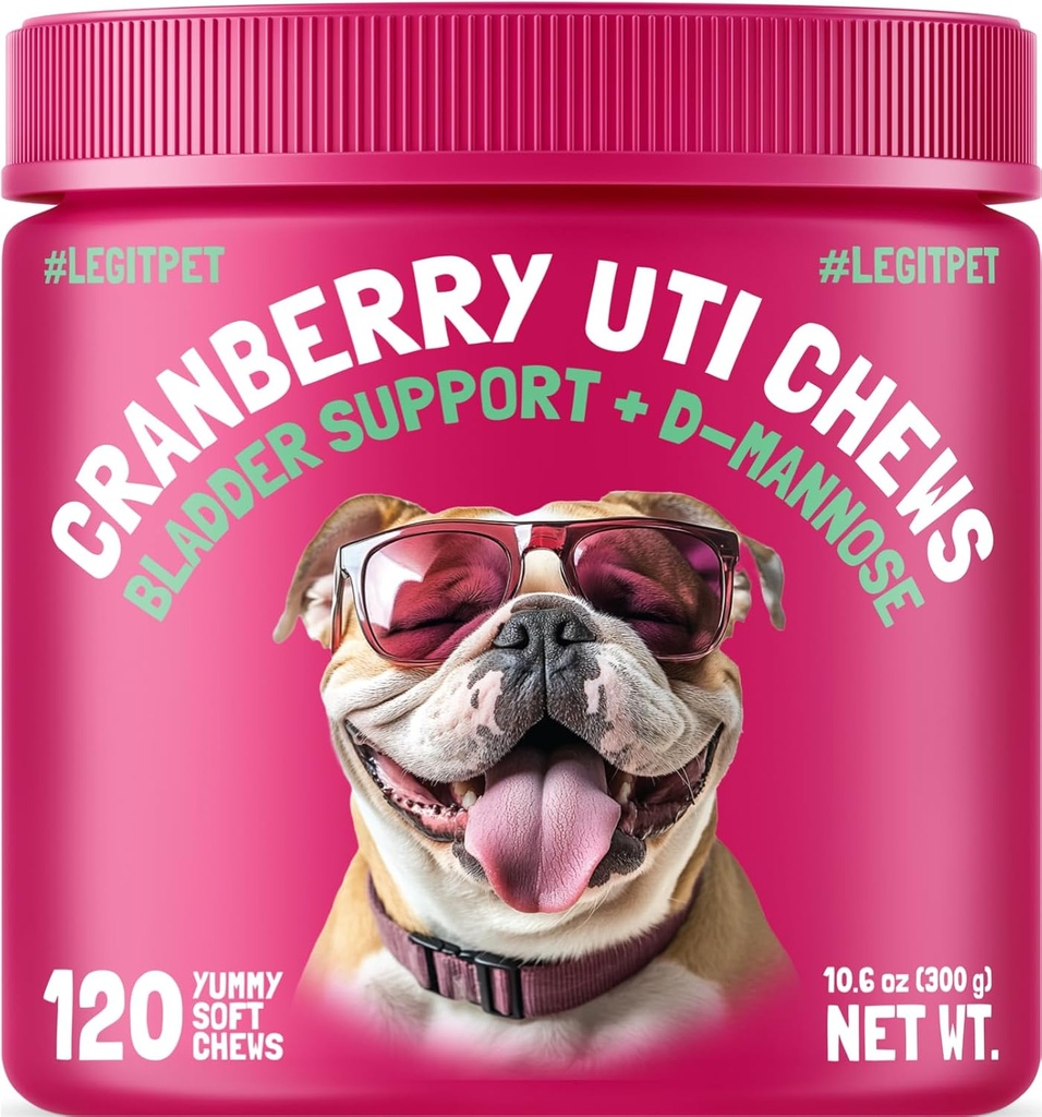Cranberry UTI Chews for Dogs Brege Support + D- Mannose Understøtter Nyre Urinveje og Bstige Sundhed Natural Cranberry Wellness Supplement immunsystemet Booster Natural Pet Antioxidant 120 Chews