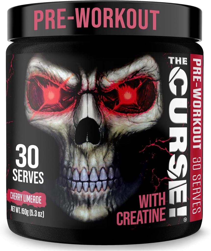 JNX SPORTER Forbandelsen! Pre Workout pulver til mænd og kvinder, Koffein, Beta- Alanine, Creatin, L- Citrullin, 30 Servering, Cherry Limeade Flavor - Boost energi, Styrke og fokus