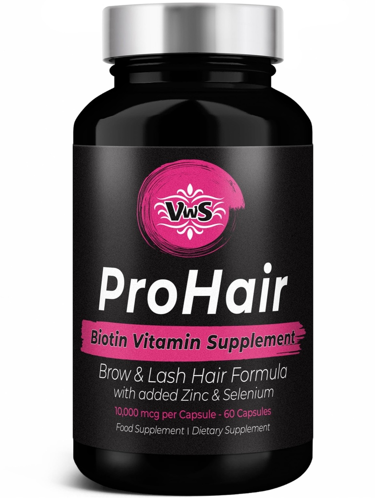 VWS Biotin 10.000 mcg Kosttilskud w / Zink & Selenium til at fremme Thicker hårvækst, stærkere negle og sund hud til kvinder og mænd, 60 Veganske kapsler