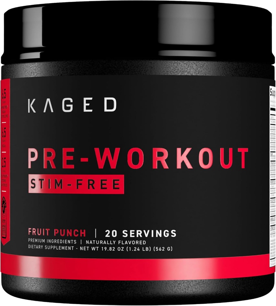 Cated Stimulant Gratis Pre Workout Powder Fruit Punch Pre- Cated Formuleret med Creatin, Beta Alanine Ingen Jitters 20 Servere