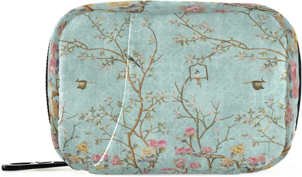 Pill Case Blomst Fugle Pill Box 7 Dag Pill Case Rejsepose Pill Organizer Bag med lynlås Portable ugentlige sag Kompakt størrelse for Vitamin Supplement Holder