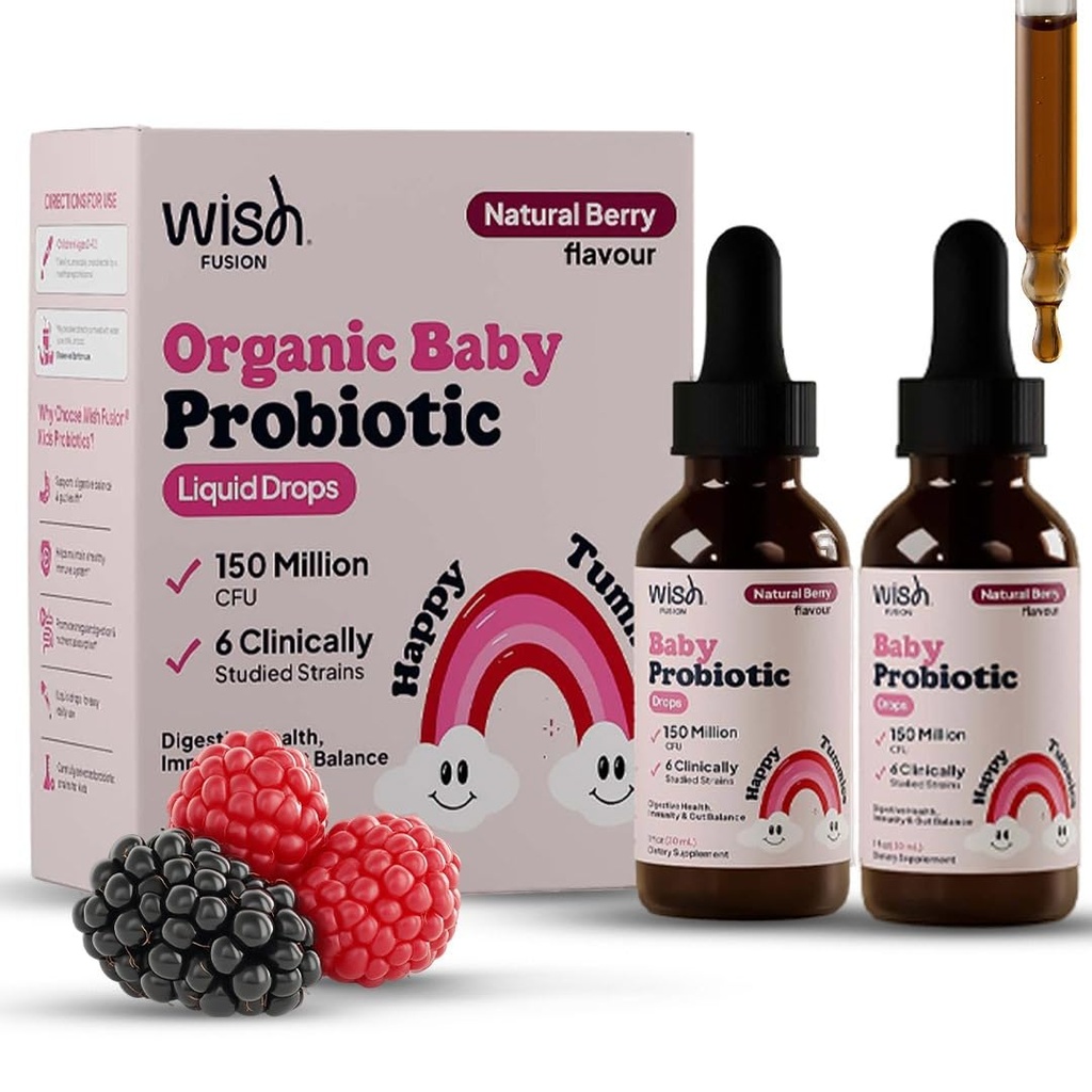 Kids Probiotic Liquid Drops for Digestive & Gut Balance, Liquid Probiotic Drops, 6 Clinically Studied Strains, Easy Daily Use, Probiotic for Kids, Toddlers & Infants, 2 × 30ml Bottles