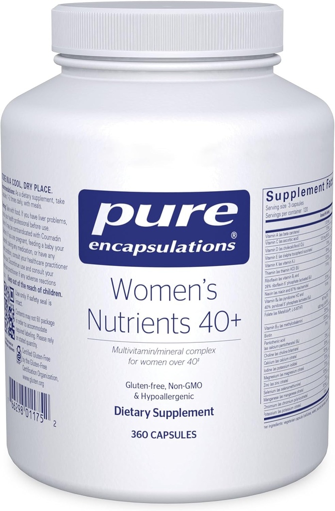 Pure indkapslinger Kvindelige næringsstoffer 40 + - Multivitamin til kvinder over 40 til støtte urinveje sundhed, bryst celle sundhed & øje integritet * - med C-vitamin, E & A - 360 kapsler