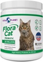 Vital Planet - Flora Cat Probiotic Powder supplement med 20 Millioner Kulturer og 10 Diverse Strops High Potency Probiotika til alle katte til Feline fordøjelse og immunforsvar 30 Scoops 3,92 oz