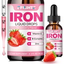 Flydende jerntilskud til kvinder Mænd og børn Multivitamin jerndråber med folat, C-vitamin, B6, B12, zink til anæmi, jernmangel, blodbygger, energi - Natural Strawberry Flavor, Vegan 2 Fl Oz