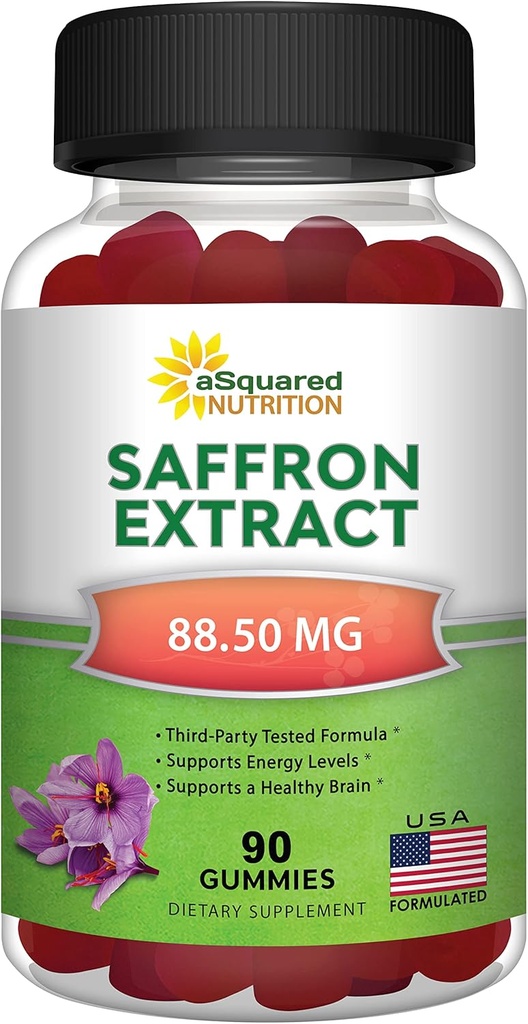 eSquared Nutrition Saffron Gummies - Saffron Extract Supplement - Pure Gummy Kosttilskud Alternativ til kapsler, piller, pulver & te