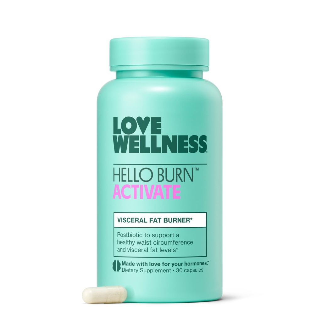 Love Wellness Hello Burn Activate ttesmå 124; Support Visceral Fat Burn med HT BPL1 Postbiotisk MSD 124; Understøtter sund Waist omkreds, Longevity og Metabolic Wellness MSD 124; 30 Greve