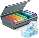 Zannaki Metal XL Weekly Pill Organizer 2 gange om dagen, Stor rejse Daily Pill Box 7 dag, Portable Uge To Pill Holder Container, AM PM Pill sag for Medicin Vitamin Medicin supplement, Grey