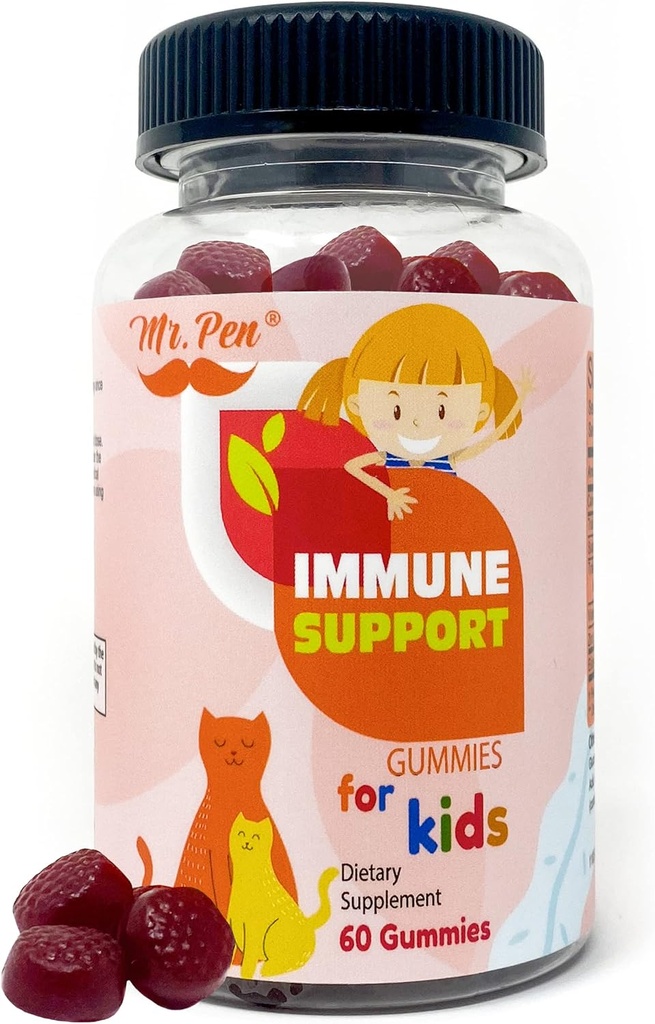 Mr. Pen Elderberry Vitamin C Zink gummier til børn, 124; 60 grev 124; 2 måneder Supply 124; 4 + År, Immunstøtte Gummier, Lavsukker, Non- GMO, Vegan, Gluten Free, Pectin Chews