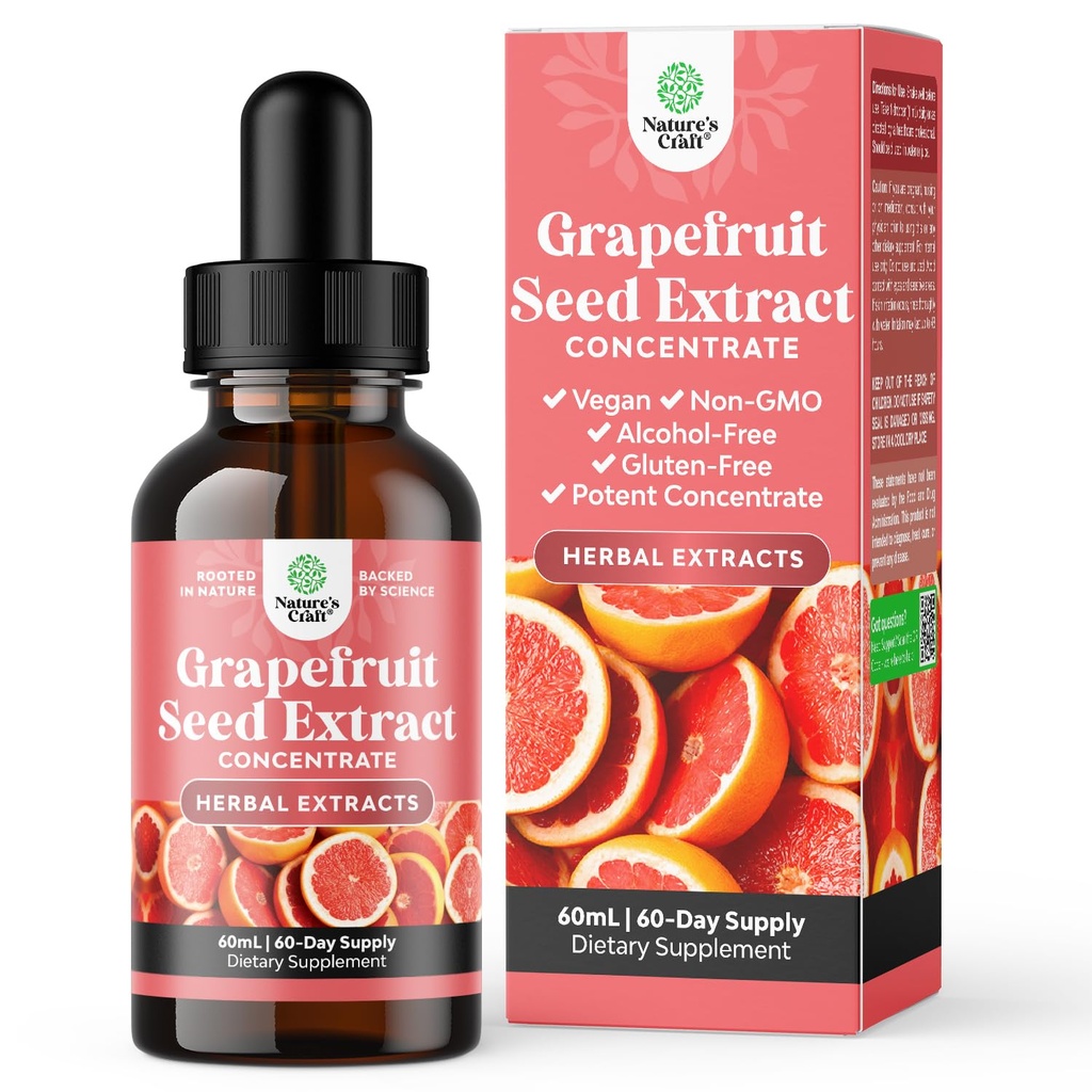 GSE Grapefrugt Seed Extract Liquid - One Drop Daily - Super koncentreret Grape Seed Extract Liquid Drops Rich in Bioflavonoider & Polyphenoler til Gut Health & Immunsupport - 2OZ - 60 Servering