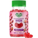 Biotin Jelly Bean Gummy Vitaminer, Max Strength Biotin for hår, hud og negle, 10,000mcg per servering, Hårvækst Vitaminer for mænd og kvinder, 120 Strawberry Blast Jelly Beans, Kosher