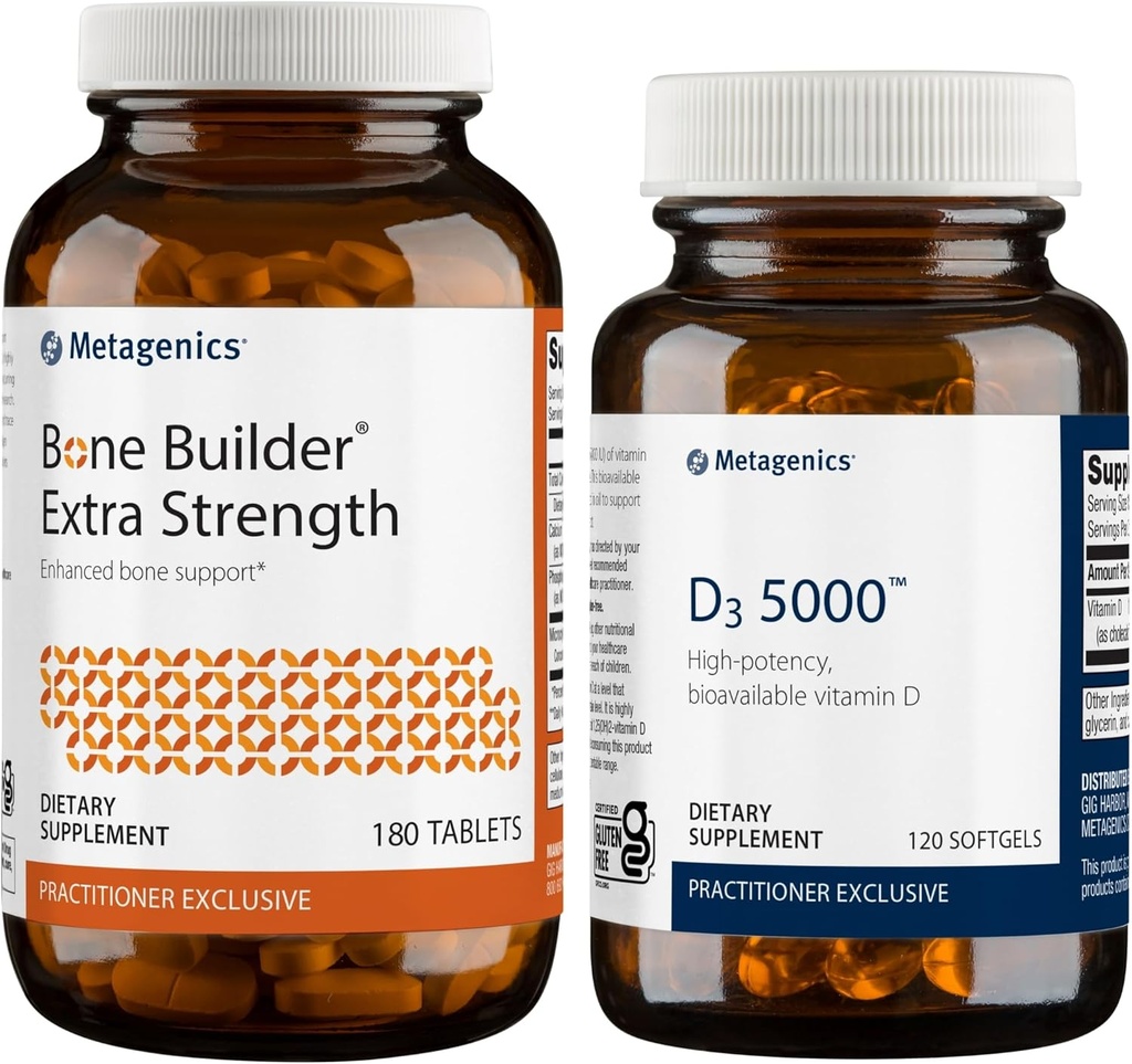 Metagenics Bundle - Bone Builder Extra Strength & D3 5000- 180 Tablets of Bone Builder * - 20 Softgels of D3 5000 for immunforsvar & Heart Health *