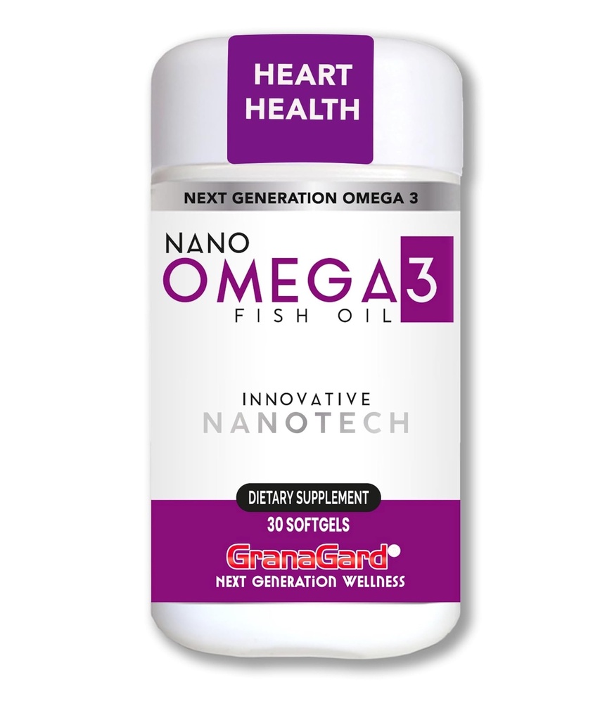 Granagard Nano Omega 3 Fish Oil Softgels – Advanced Nanotechnology for Enhanced Absorption – High EPA DHA – No Aftertaste – Easy to Swallow – 30 Softgels